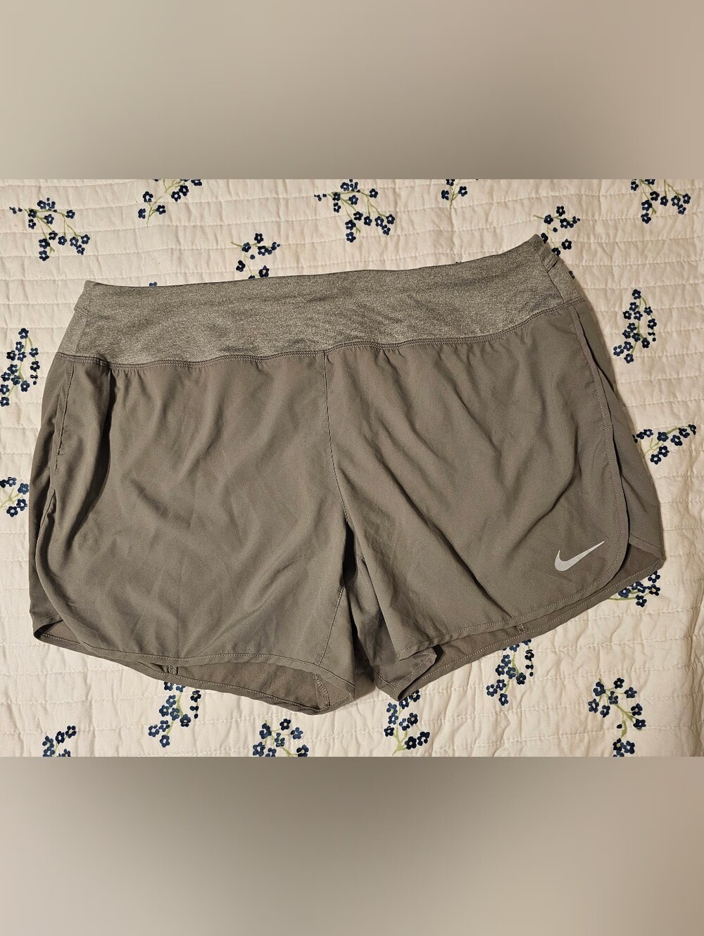 Nike Gray Women’s Athletic Shorts with Reflective Swoosh